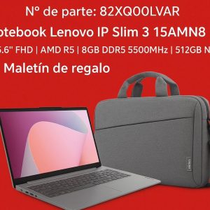 NOTEBOOK LENOVO RYZEN 5 7520+ 8GB RAM DDR-5+ SSD 512 NVMe+ Pantalla 15,6 FHD  +  maletin de regalo