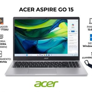 NOTEBOOK ACER ASPIRE GO 15 RYZEN 7 7730U/16GB/SSD 512 GB/15.6" WIN11 SILVER (+LLAVERO) - (L)